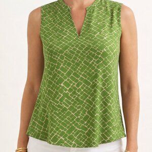 CAbi Green Cobblestone Top – Style #6383 (Lattice Print) NWT Size Large L